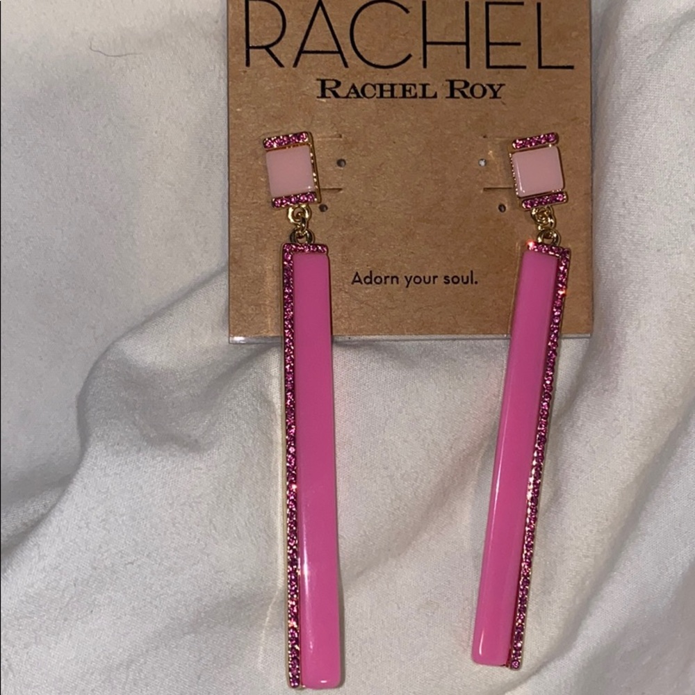 Rachel Roy long pink earrings
